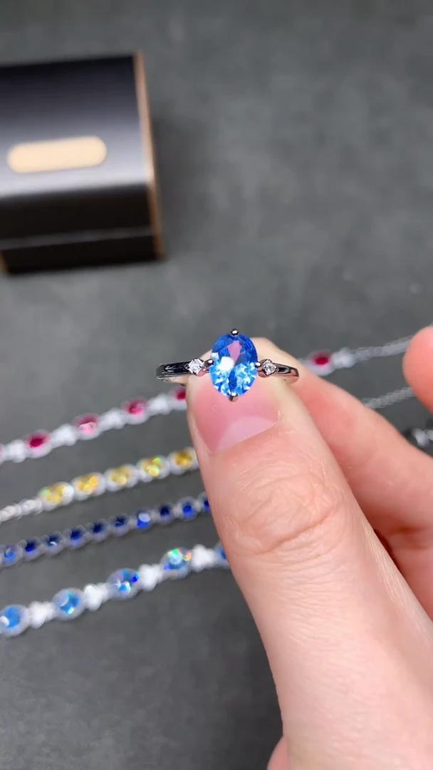 【闪购商品】海蓝宝石戒圈银S925镶嵌.....