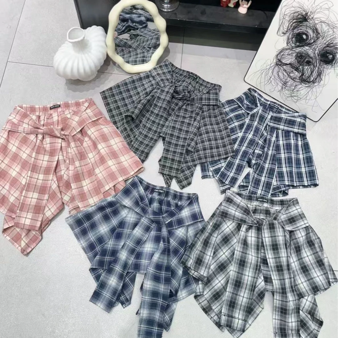 【新疆包邮】夏季新款格子不规则半身裙X346