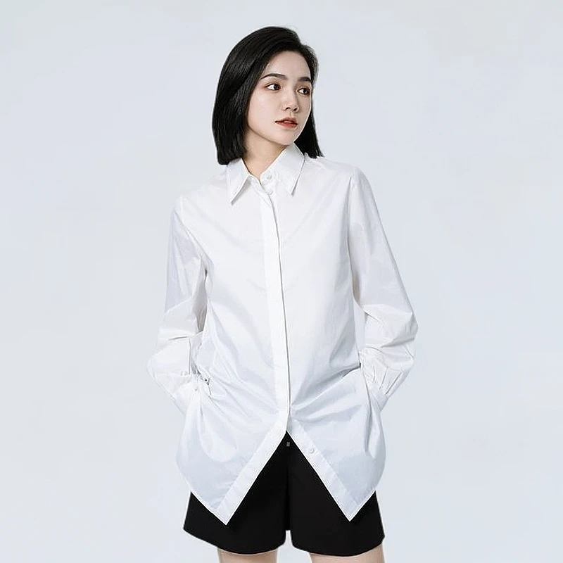 AMASS/阿玛施新款知性老钱风宽松显瘦轻职韩版长袖白衬衫5300701