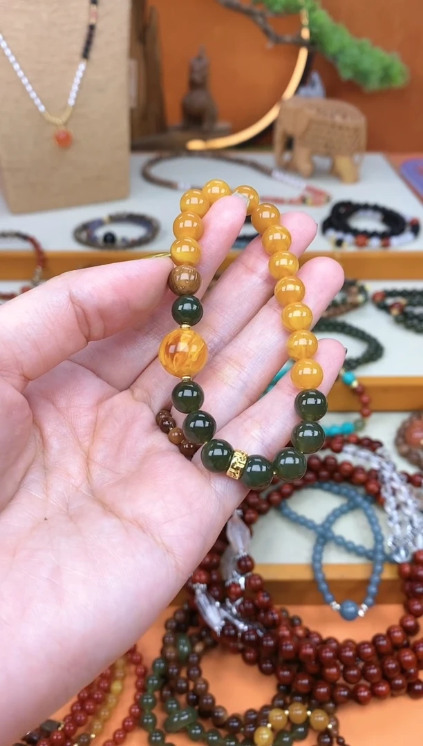 未镶嵌蜜蜡手链单圈蜜蜡和田手串