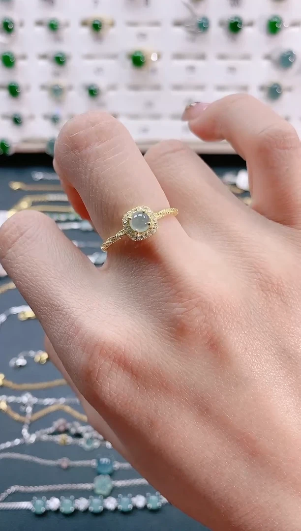 【闪购商品】翡翠戒指银S925镶嵌天然翡翠