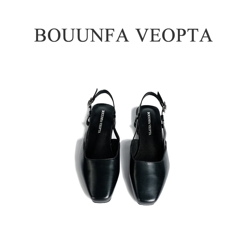 （BV芯片）D08高定胎牛皮凉鞋外穿镂空百搭低跟真皮包头女鞋