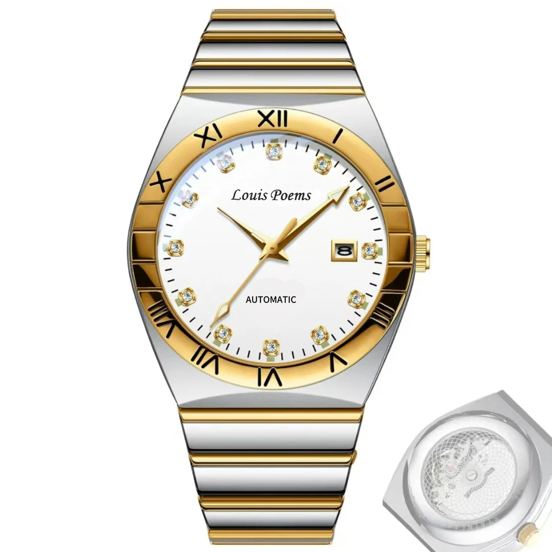 【粉丝福利】全新未使用 金色星座时尚潮流个性男士腕表日历款-洁