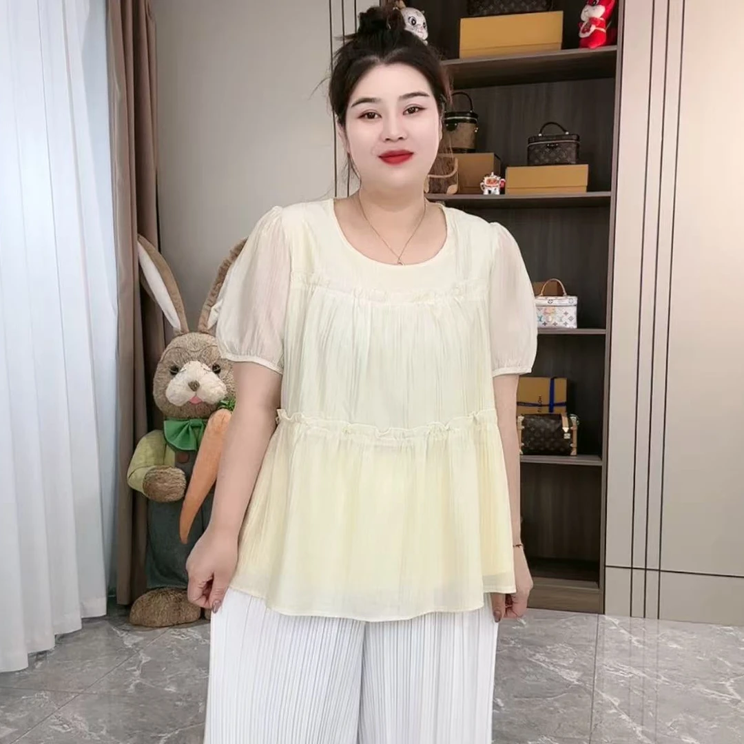 8621百搭宽松荷叶边短袖上衣