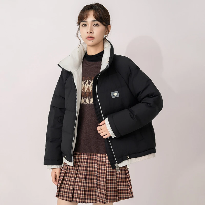 新款休闲潮流立领保暖防风御寒短款女士羽绒服9736