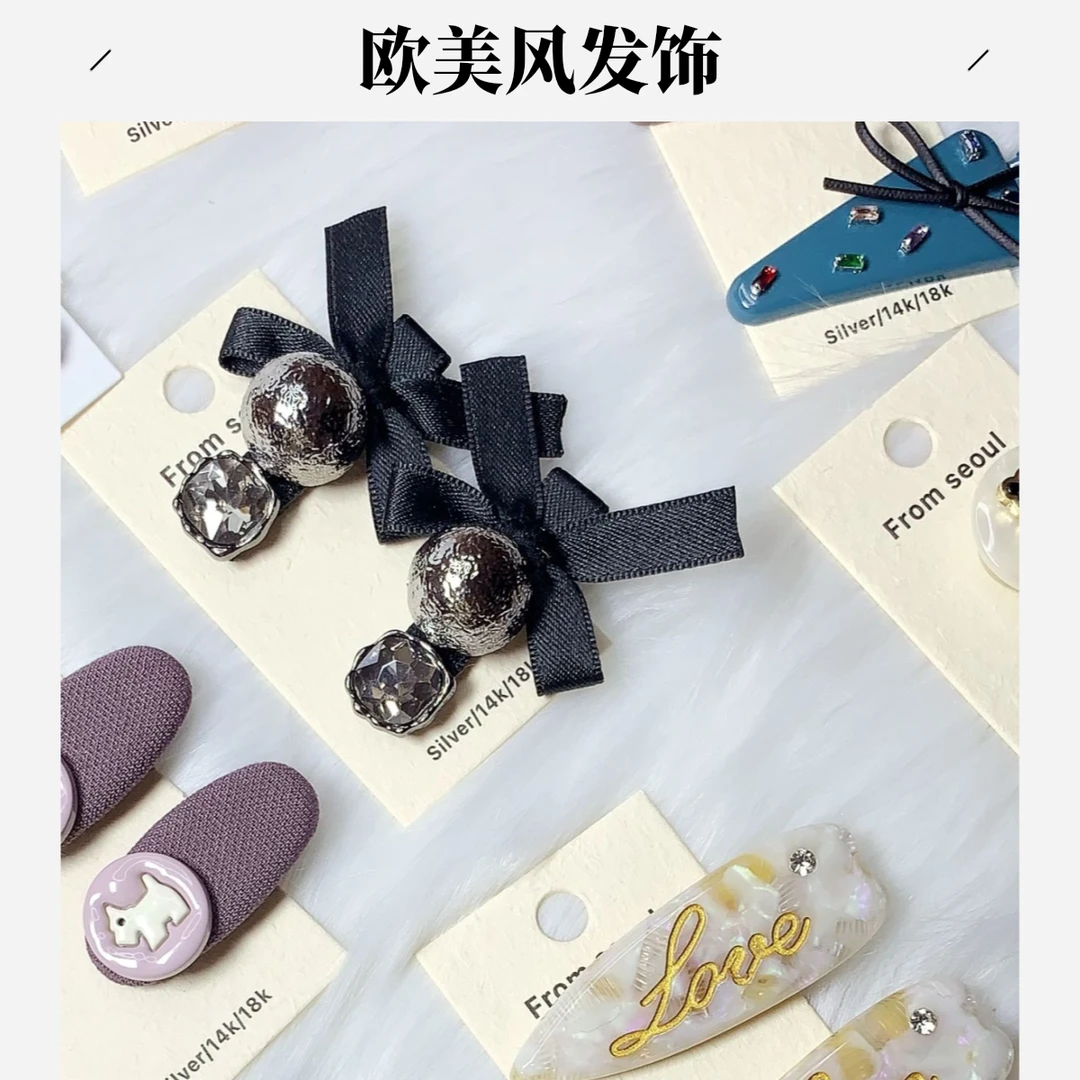 极简风一字夹日韩复古港风女发夹头饰饰品夹子复古ins可爱