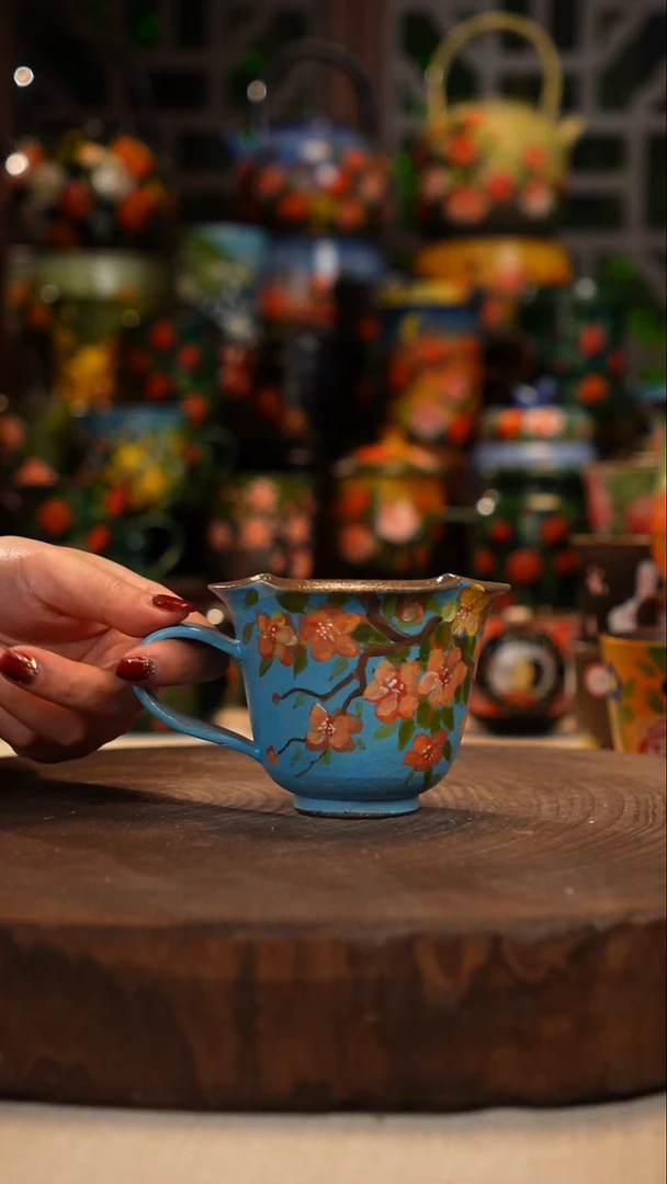 紫砂油画手绘釉下彩