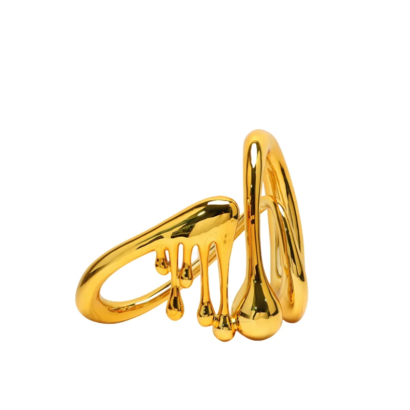 现轻奢创意抽象银色电镀竖琴琵琶音符流体树脂工艺品高级摆件饰品