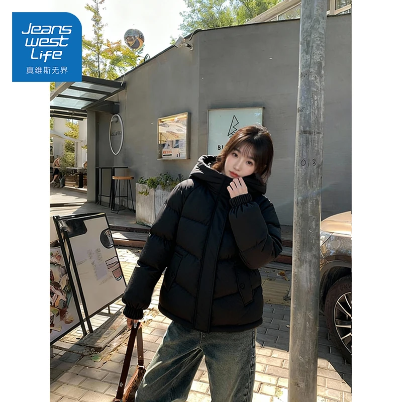 真维斯无界冬季连帽短款羽绒服女韩系温柔风轻盈保暖外套韩版ins