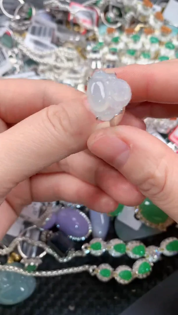 银S925镶嵌戒指翡翠1313---1