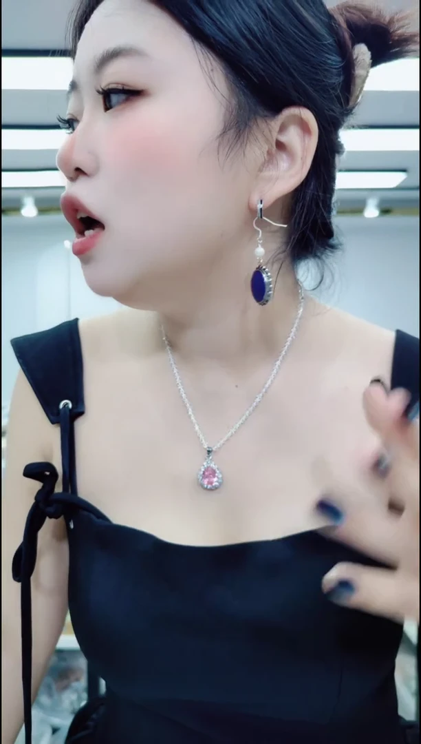 玛瑙/玉髓颈饰合金2514粉吊坠链