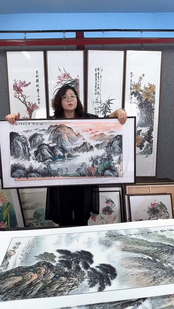 国画实木装裱 山水 60*120