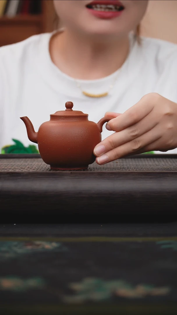 茶壶紫砂小*中大红泥 古莲子