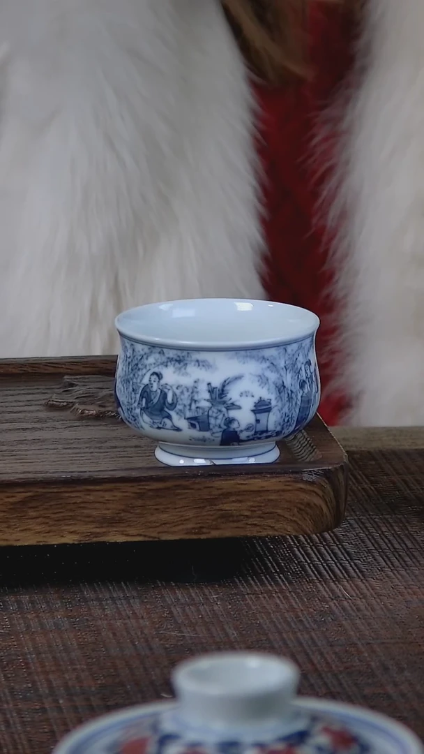 【闪购商品】折葵非器手工手绘竹林七贤小炉式杯留白