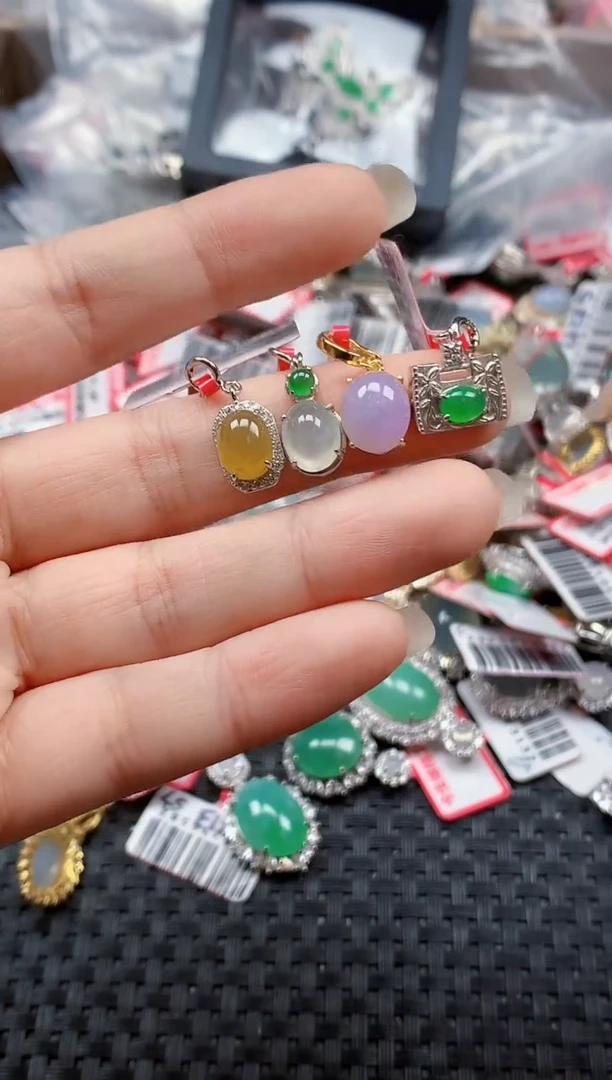 银S925镶嵌戒指翡翠天然A货缅甸翡翠