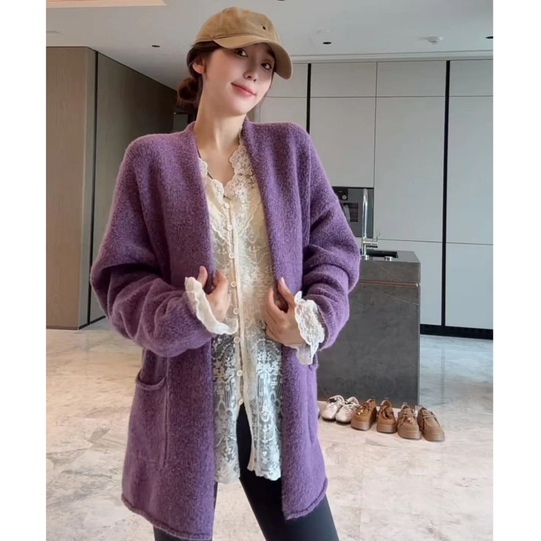 徐靖靖【紫萝漫】秋季毛衣开衫外套女宽松显瘦时尚气质女装2508191