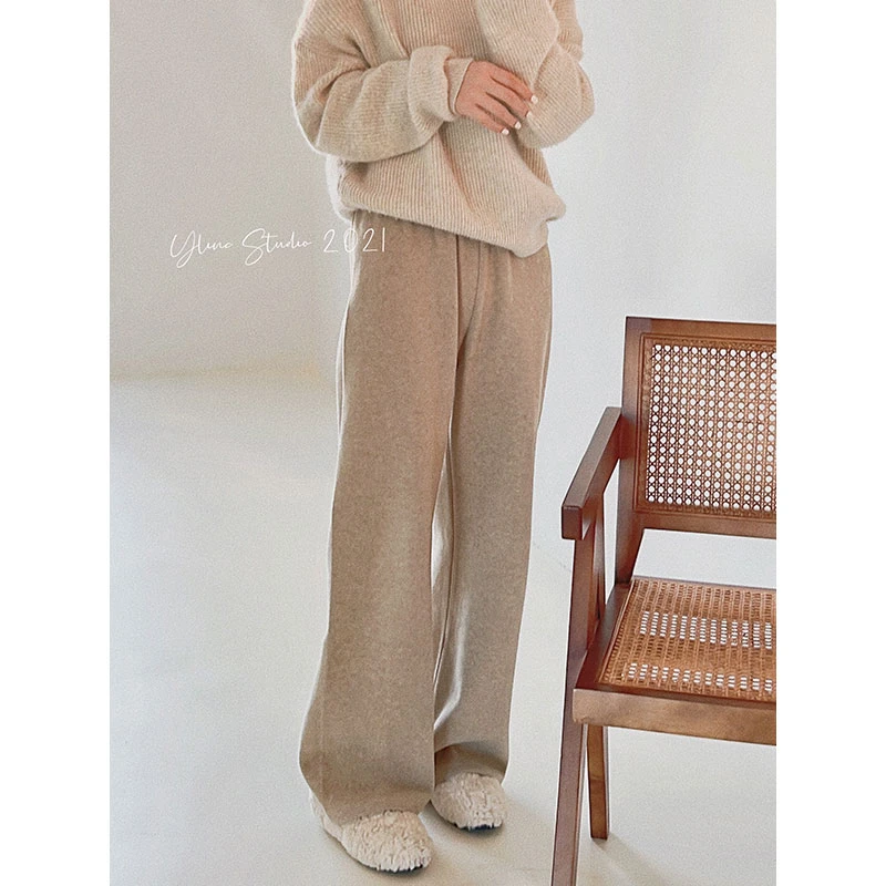 【董小姐】新款德绒软软裤垂感宽松显瘦高腰绒感休闲裤 L010