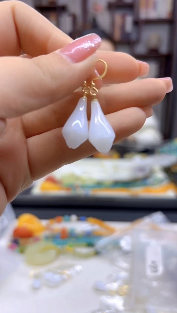 【闪购商品】和田玉（白玉）耳饰14K金镶嵌E60