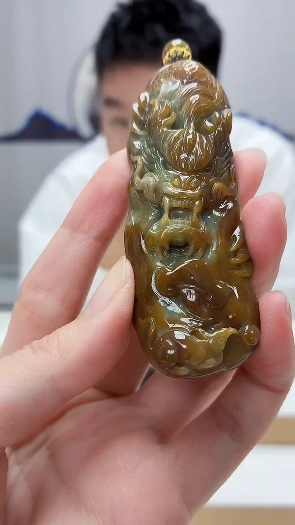 未镶嵌定制翡翠5028zm-毛货挂件龙牌29