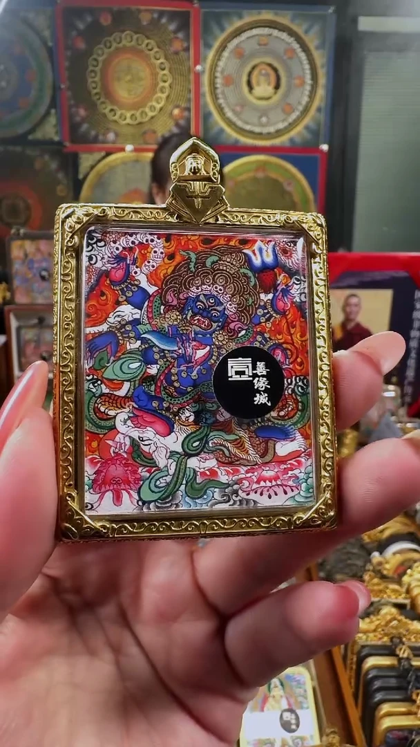 吊坠 壹善缘城手绘唐卡黑六臂