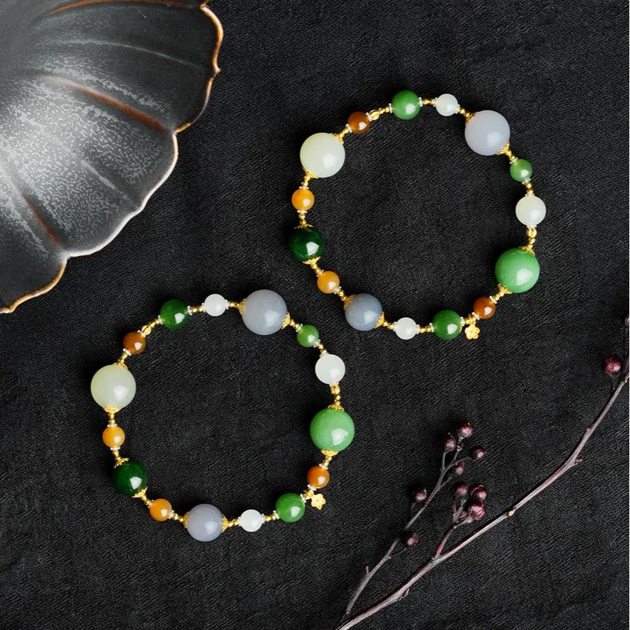 ZOCAI/佐卡伊18K金和田玉多宝手串 S04989