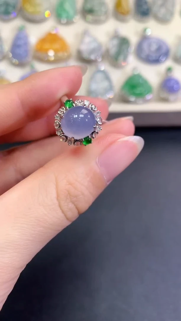 【闪购商品】翡翠戒指18K金镶嵌B122   紫货有色差