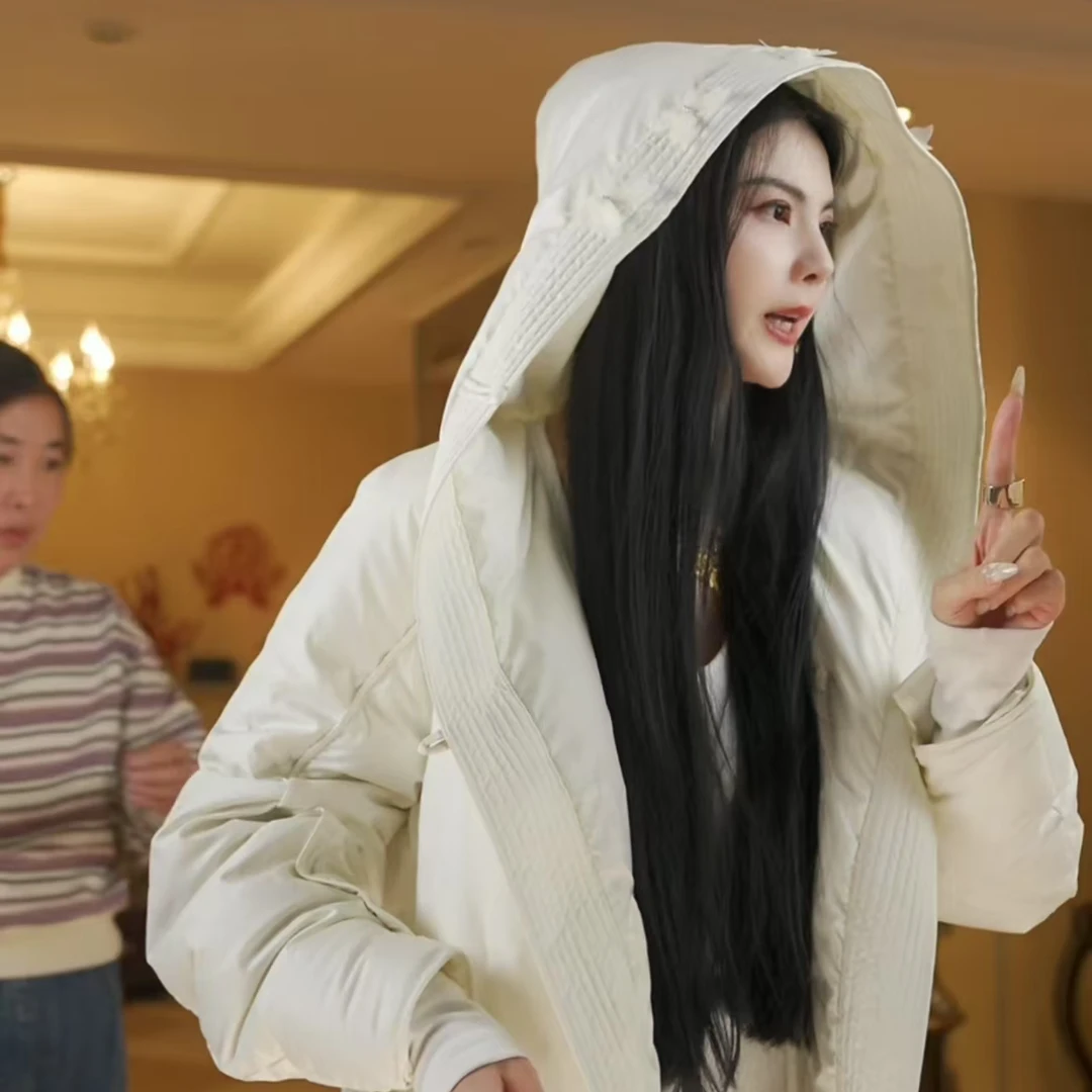 魏元高定/落肩弯刀袖宽松版羽绒服-0906