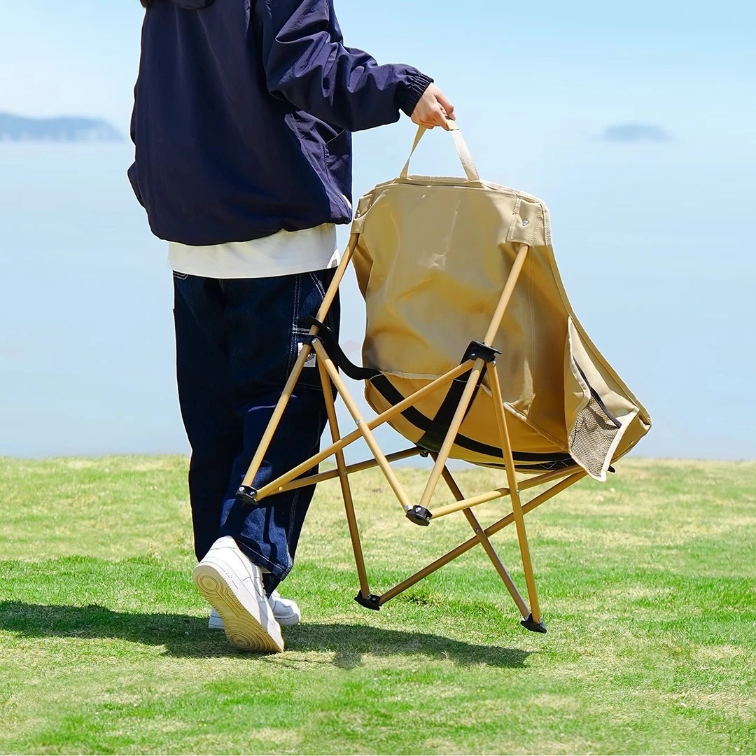 【原始人纯色月亮椅】户外折叠椅便携靠背椅钓鱼椅导演椅写生露营