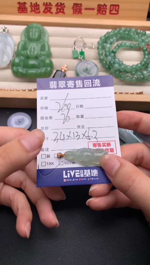 翡翠18K金镶嵌颈饰10137220