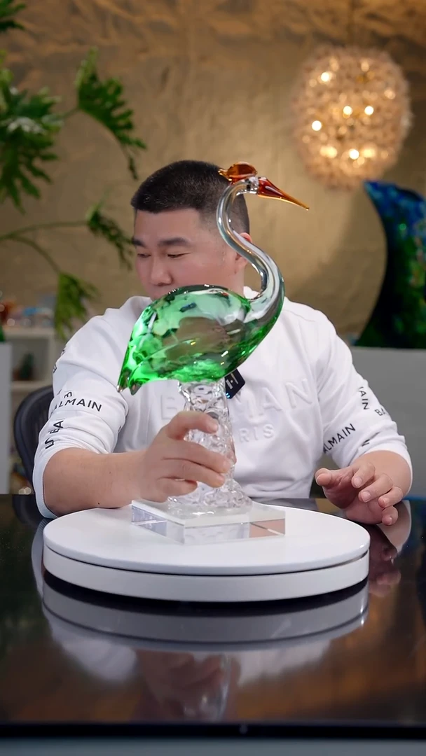 摆件祖母绿色仙鹤摆件