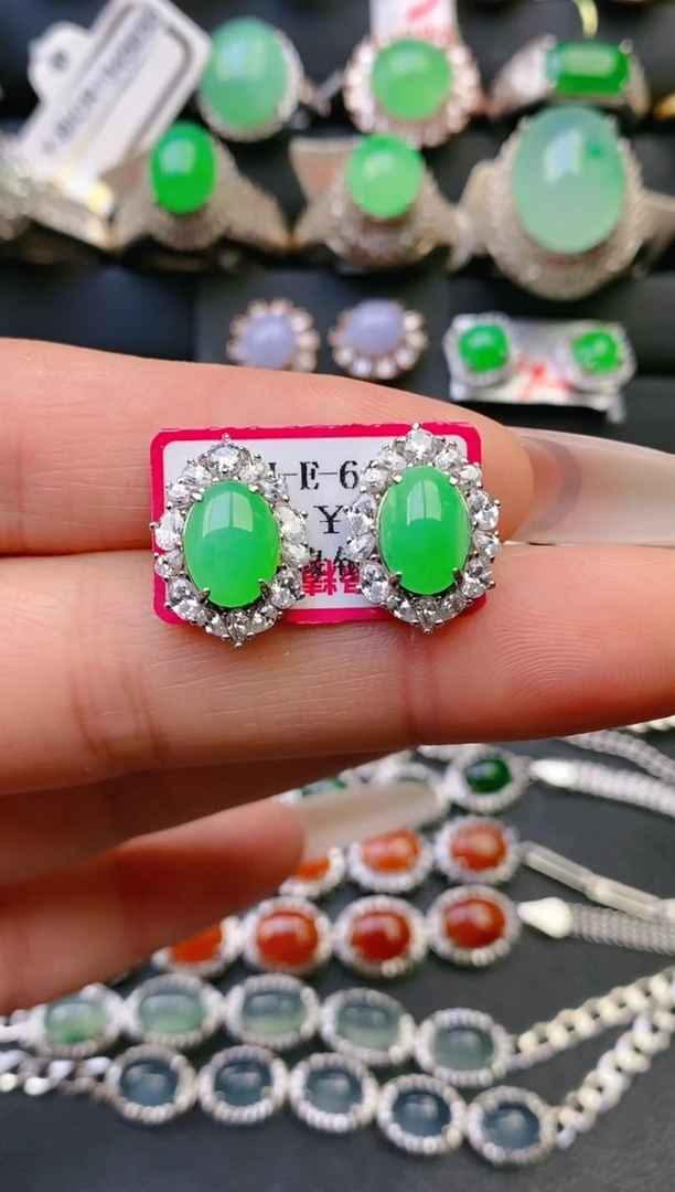【闪购商品】翡翠戒指银S925镶嵌天然A货翡翠1