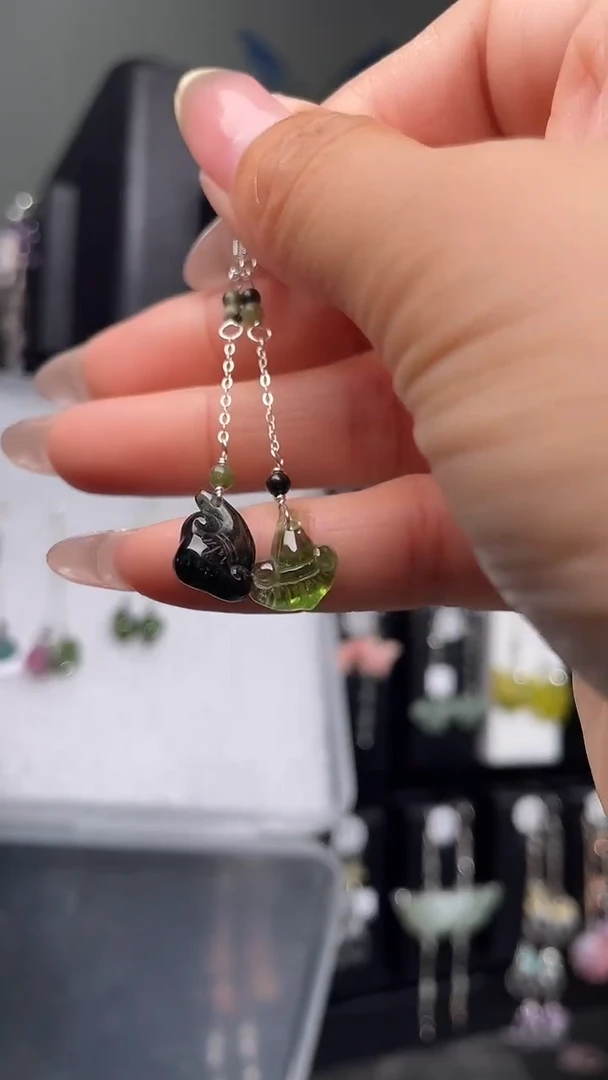 紫晶耳饰银S925镶嵌空**兰空谷幽兰