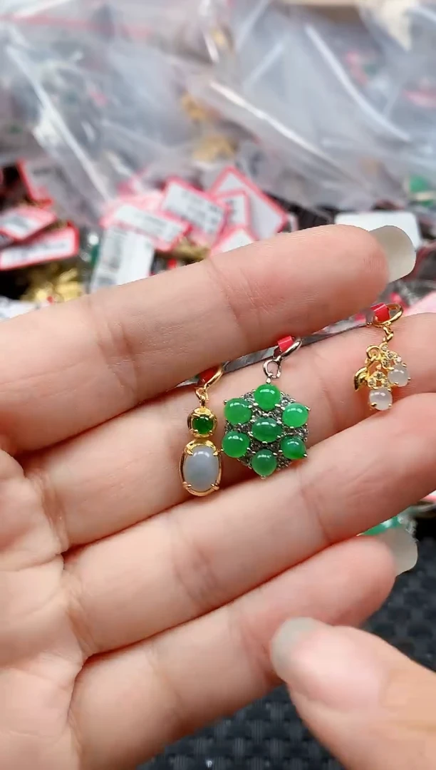 银S925镶嵌戒指翡翠天然A货缅甸翡翠