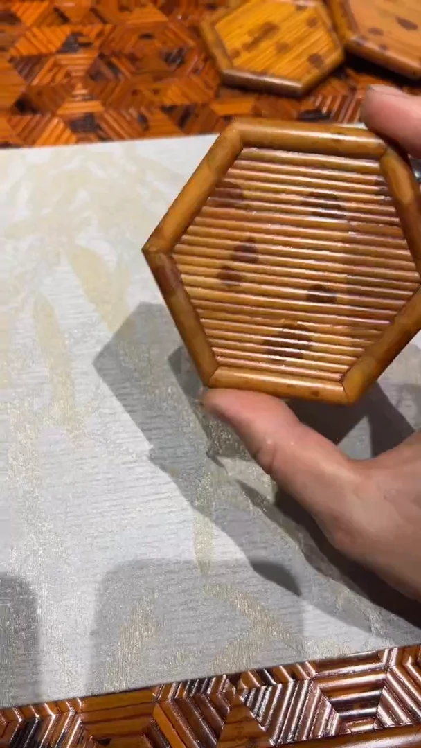 竹湘妃竹六角杯垫福建妃