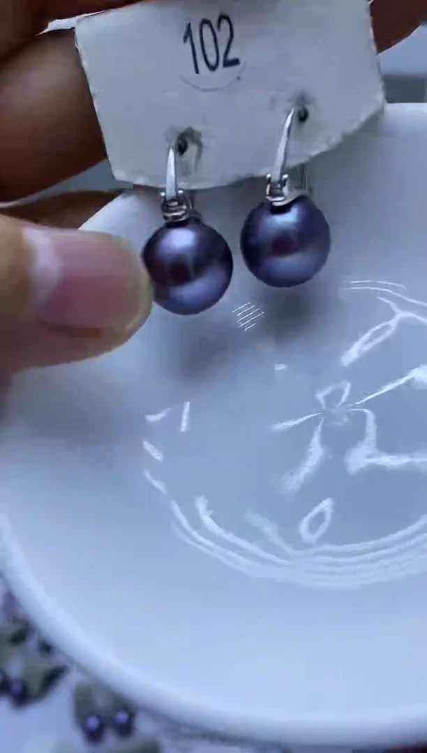 银S925镶嵌淡水珍珠耳饰102