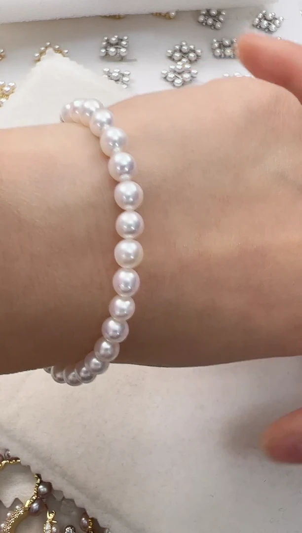 【闪购商品】淡水珍珠手链银S925镶嵌5-6手链