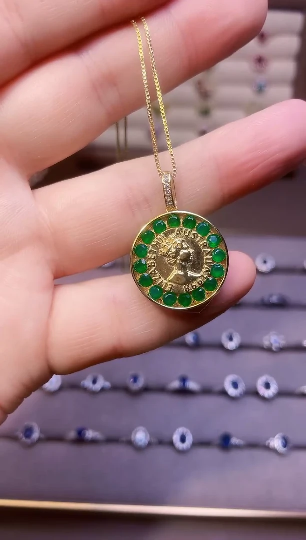 【闪购商品】祖母绿吊坠(赠链)银S925镶嵌一条