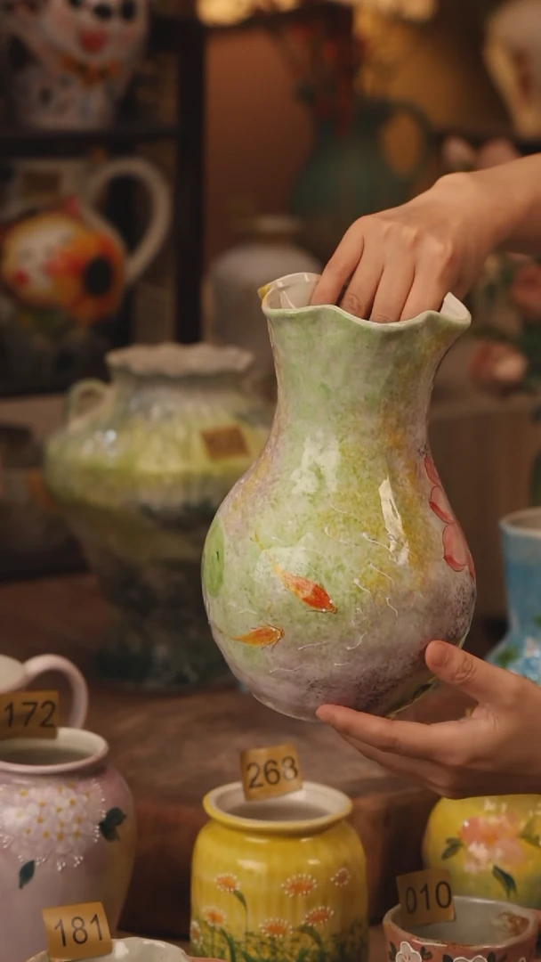 陶瓷086景德镇设计师手作花器摆件侘寂风