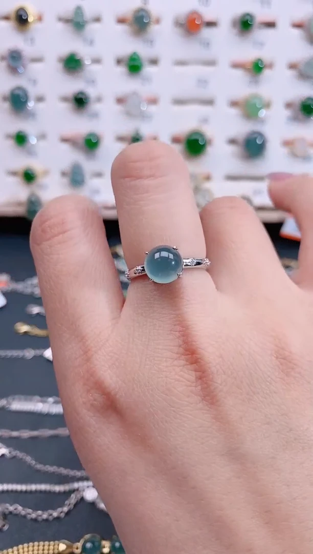 银S925镶嵌戒指翡翠天然翡翠