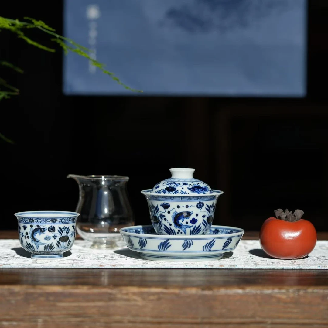 潮爸小龙哥福利鱼澡纹茶具