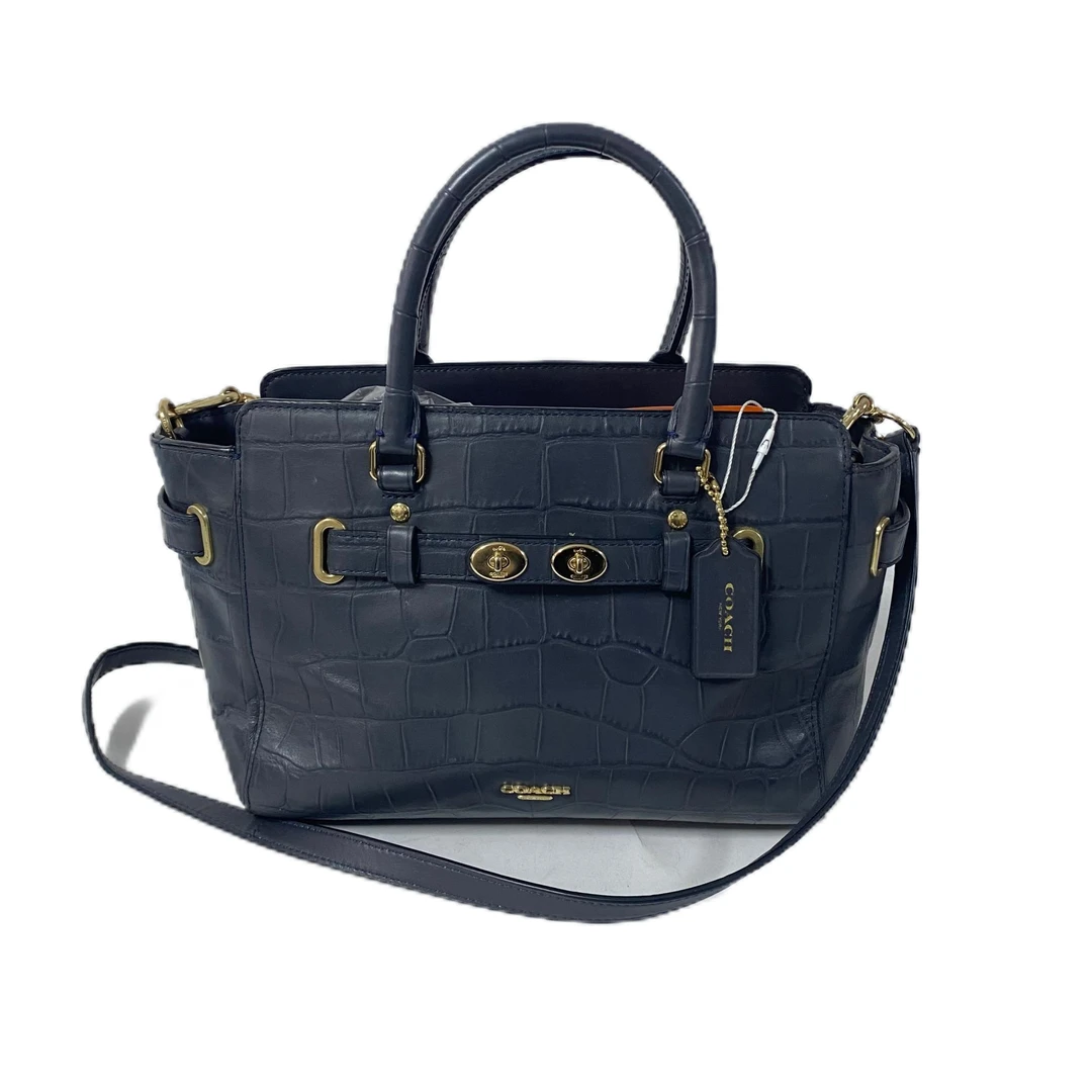 95新 COACH/蔻驰 蓝色鳄鱼压纹swagger机车手提斜挎包 AF-2467-C