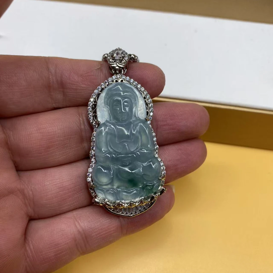 经典百搭大气时尚天然翡翠平安观音吊坠