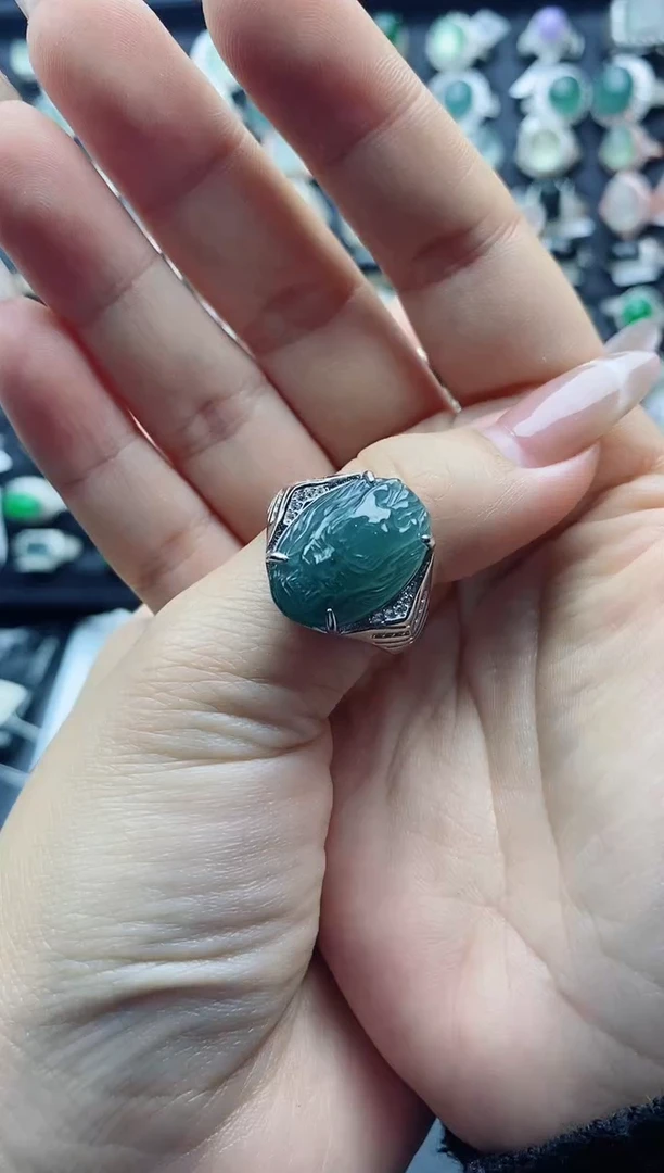 【闪购商品】翡翠戒指银S925镶嵌天然A货翡翠戒指