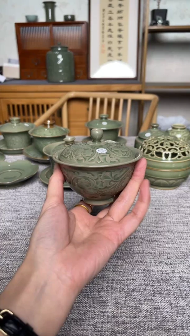 陶瓷476王晓娜纯手工两才盖碗