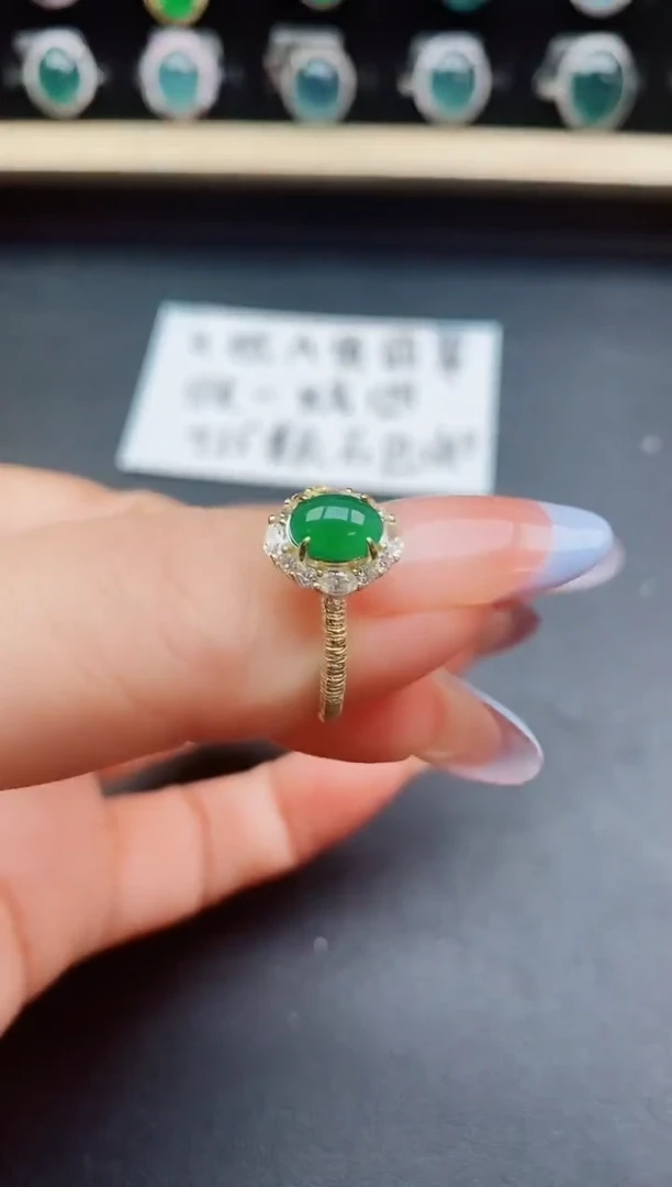 翡翠戒指银S925镶嵌321