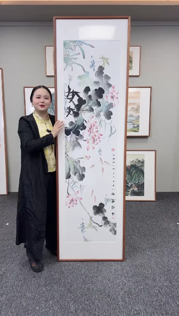 国画荷花和气满堂210*60