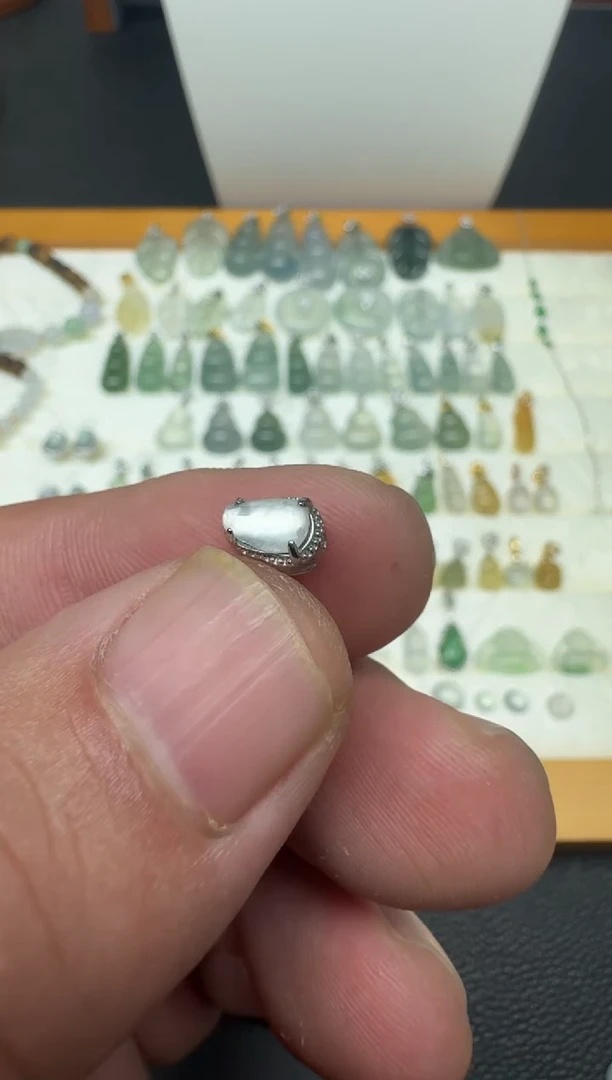 颈饰银S925镶嵌翡翠（6号）纯天然A货缅甸翡翠 潘拉拉