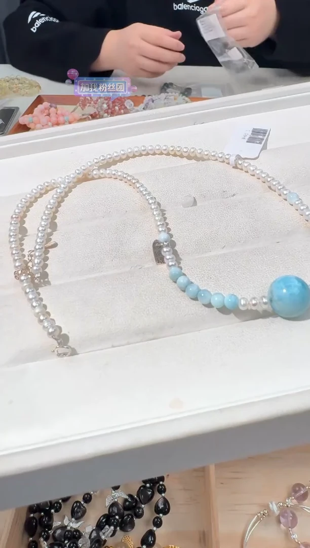 【闪购商品】淡水珍珠手绳银S925镶嵌珍珠海纹项链