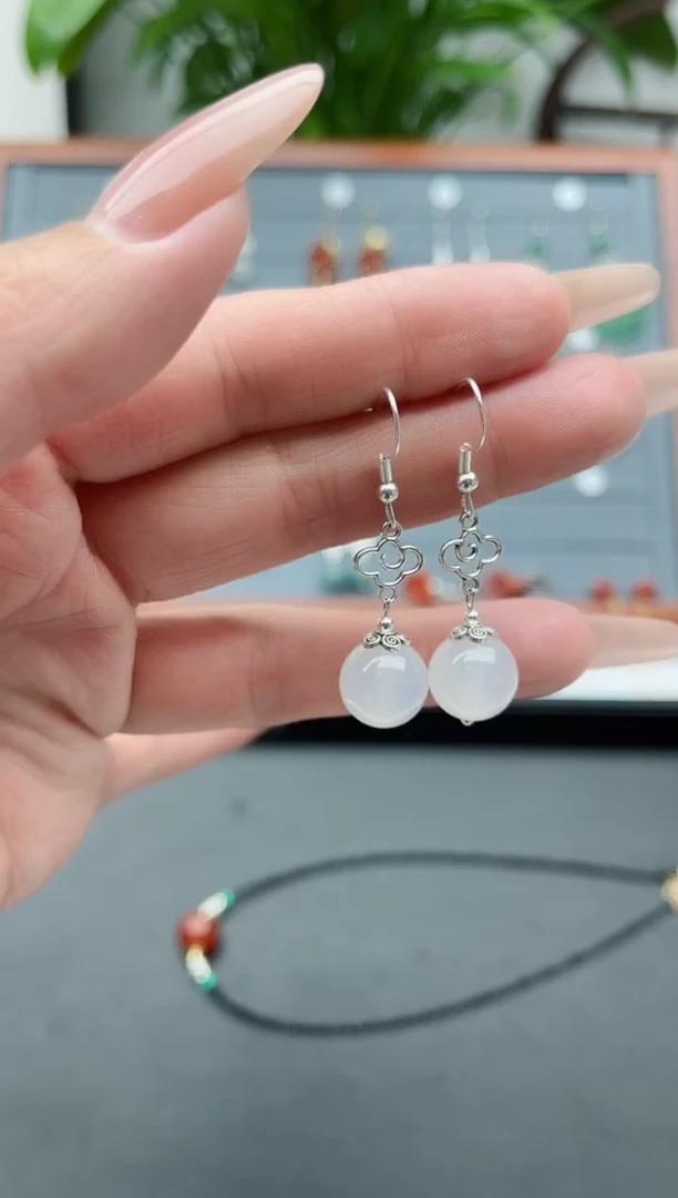 【闪购商品】玛瑙/玉髓耳饰银S925镶嵌630
