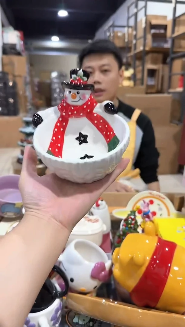 瓷片原盒雪人碗